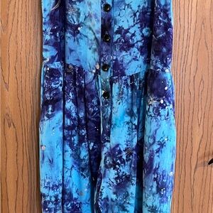 Boho Unique Rising Tide Size M Blue And Purple Tie Dye Galactic Jumpsuit Romper